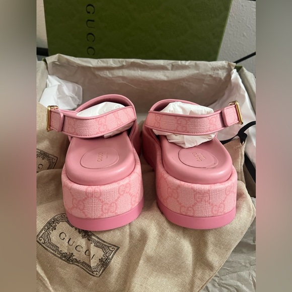 NEW Gucci Angelina pink logo platform slides - Picture 9 of 12
